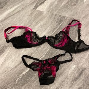 COPY - Agent Provocateur pink black Lacy satin set